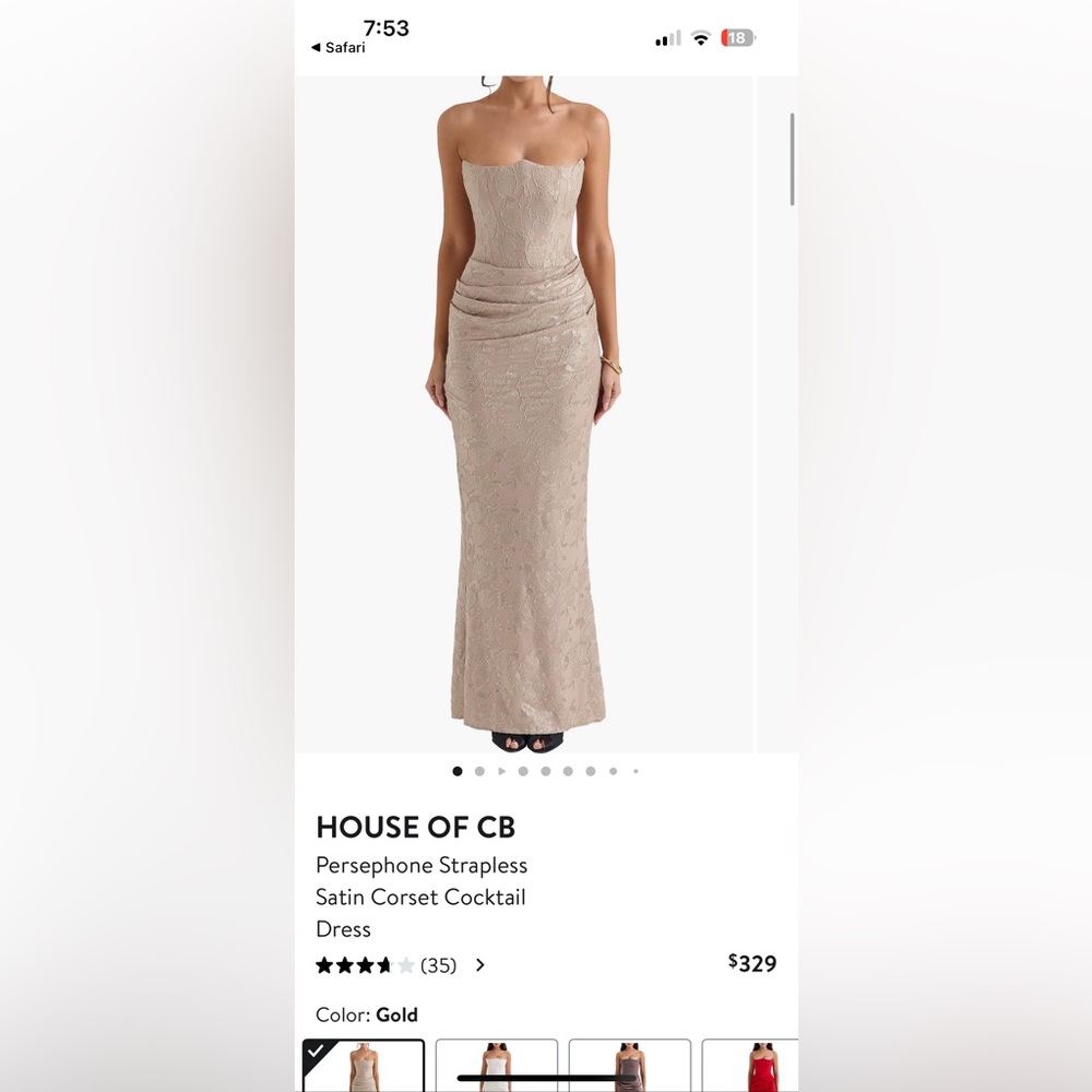House of CB Persephone Strapless corset cocktail dress Gold size Med bigger cup - Picture 4 of 9